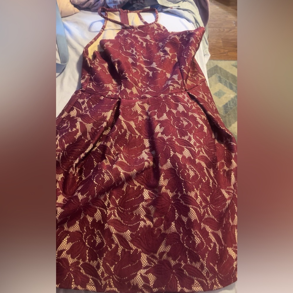 Elegant Burgundy Lace Dress